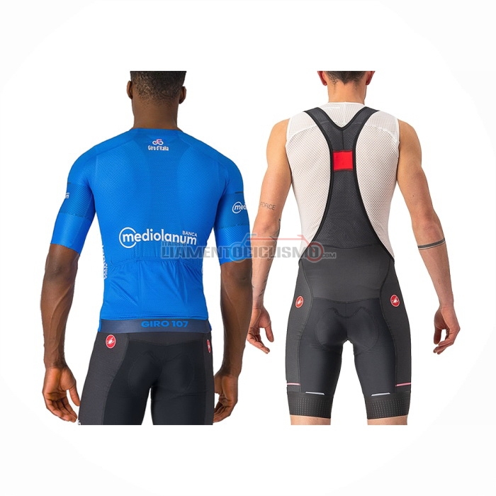 2024 Abbigliamento Ciclismo Giro d'Italia Blu Manica Corta e Salopette